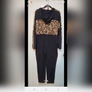 Fashion Nova Animal Print and Black Jumpsuit